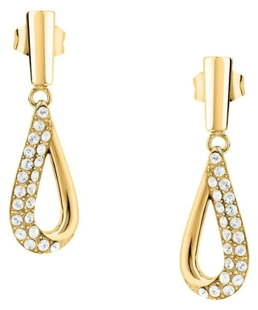 Boucles d'oreilles goutte or et cristaux SAYP29 - Anti-ternissement