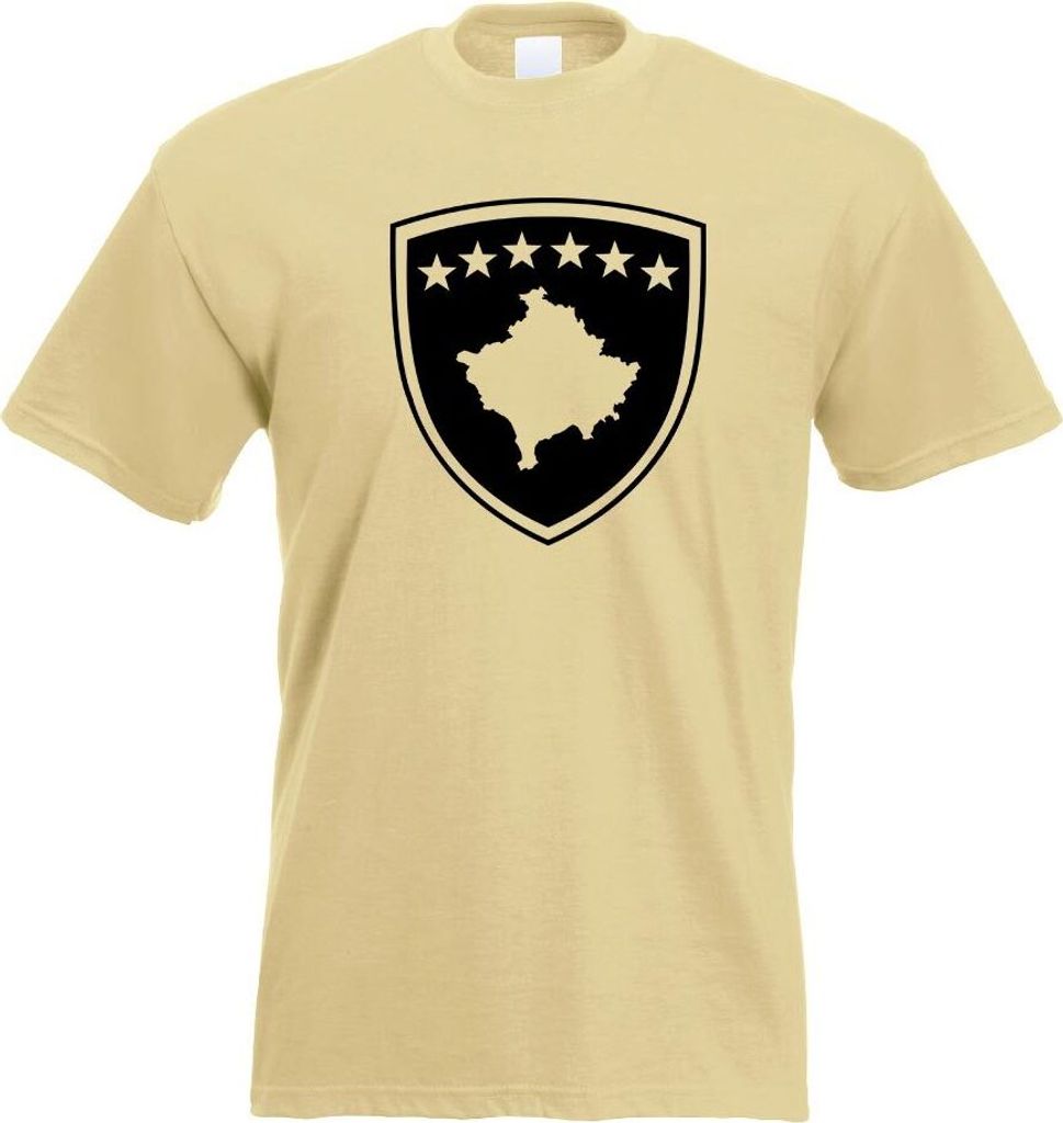 Kiwistar - T-Shirt - Khaki - Kosovo Wappen Motiv Bedruckt Funshirt Design Print - mit Motiv Bedruckt - Funshirt Design - Sport - Freizeit - Herren - M
