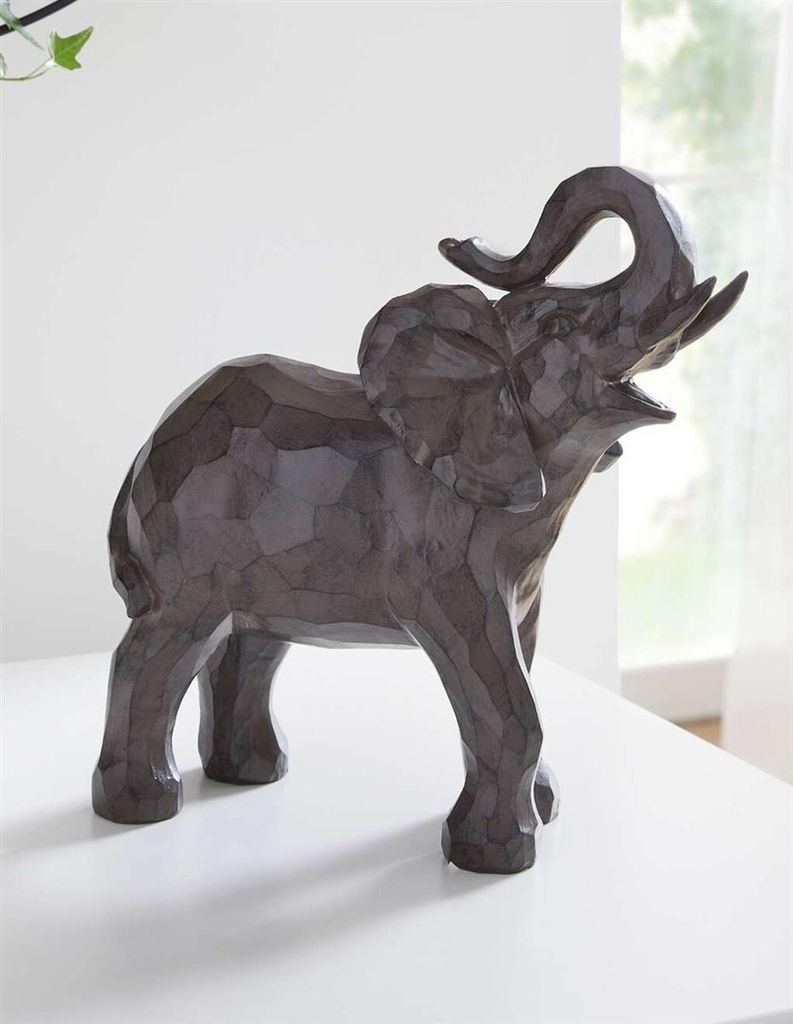 Dekofigur "Elefant" aus Polyresin, braun, 24 cm hoch, Tierfigur, Skulptur, Afrika Deko