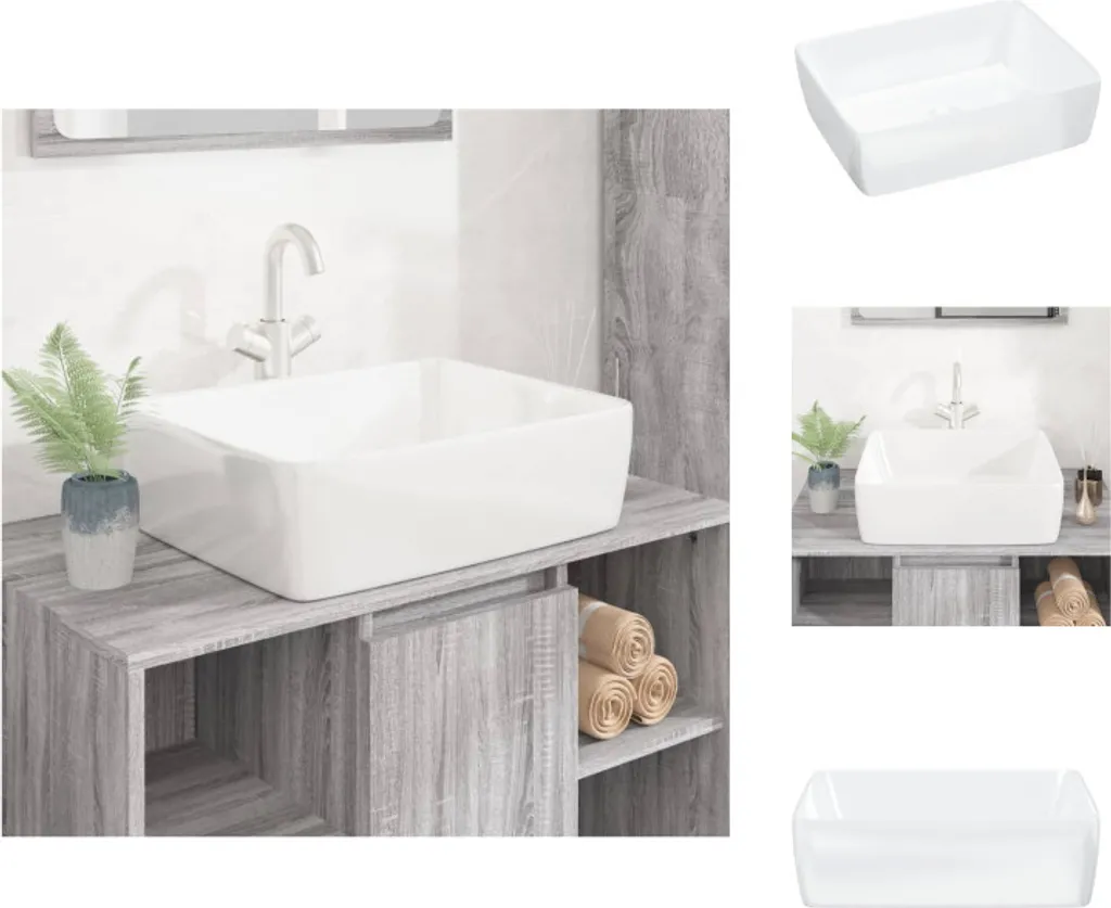 Lavabo Bagno Bianco vidaXL 48x37x13 cm in Ceramica Rettangolare Offerta