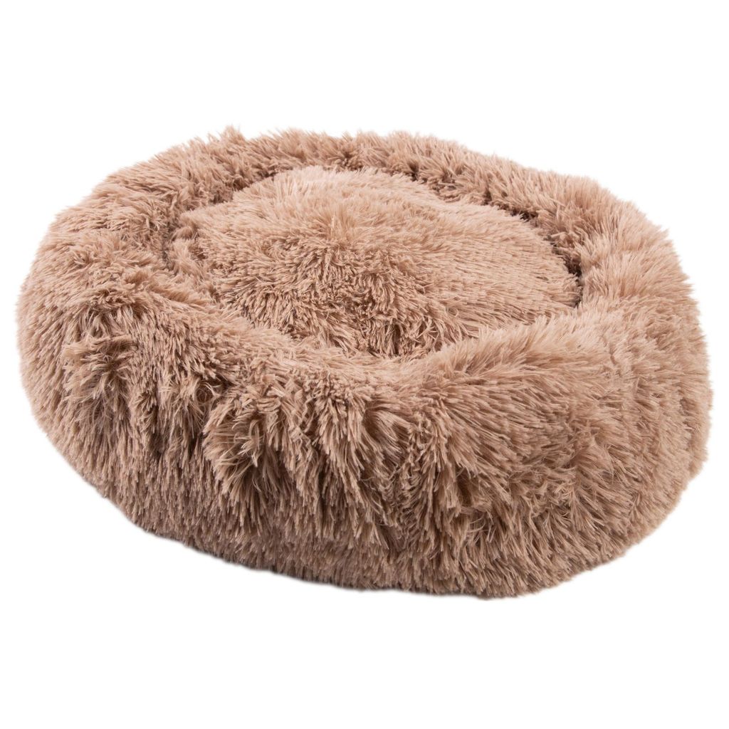 MEDISAFETY Hundebett MILOU Haustierkissen für Hunde und Katzen besonders flauschiges Haustiersofa Kuschelinsel rund 50-80cm in hellgrau, dunkelgra...