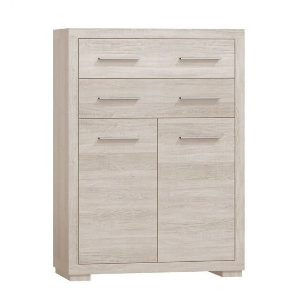Commode haute ITUNI en chêne santana - Meuble de rangement vertical chic