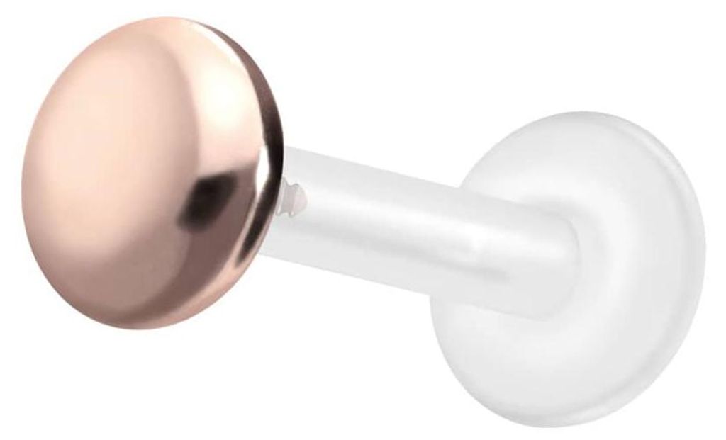 Ohrpiercing, Nasenpiercing PTFE Labret mit Innengewinde + Titan-Aufsatz FLACH RoséGold Stablänge: 8mm | Stabstärke: 1,2mm | Discgröße: 5mm