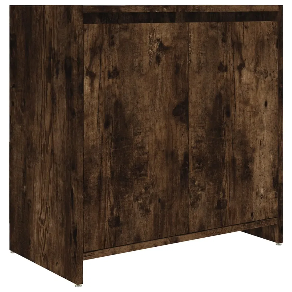 Petit meuble salle de bain anti-humidité chêne fumé 60 cm compact