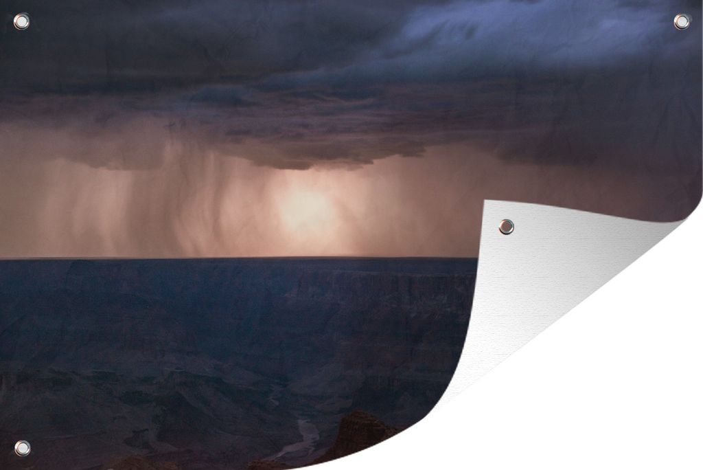 MuchoWow 120x80 cm Outdoor-Poster Gartendeko Sichtschutz Garten Poster für den Garten Monsunregen und Gewitter über dem Grand Canyon