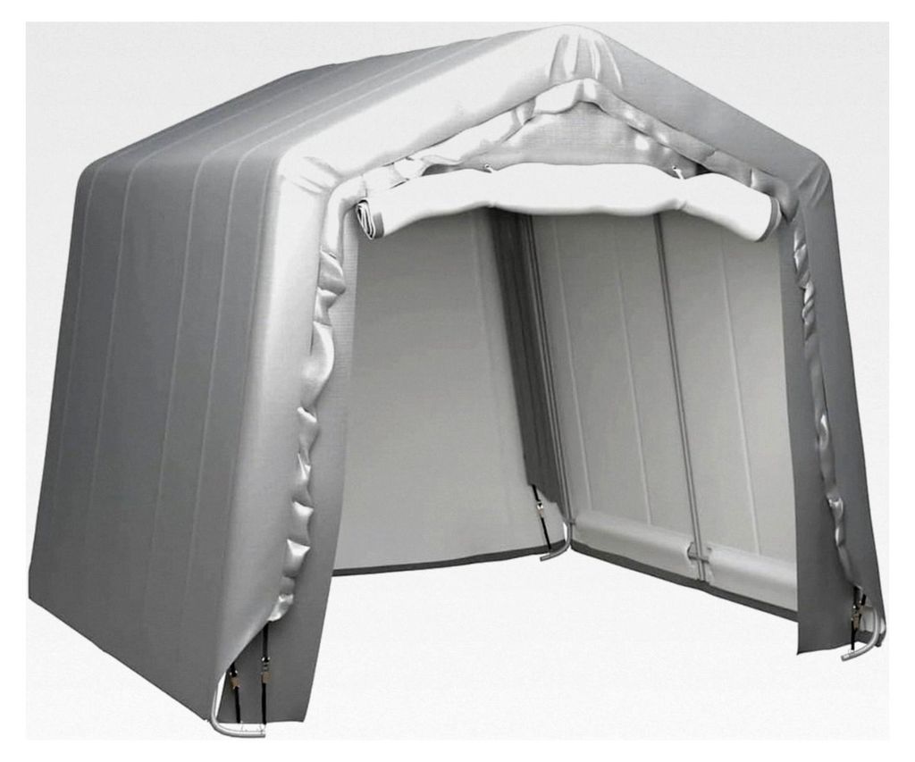 UV-beständiges Lagerzelt, Industriezelt, Zelthalle, Weidezelt, Zeltgarage, Foliengarage, Unterstand, Lagerhalle, Stahl Grau (240 x 240 cm)