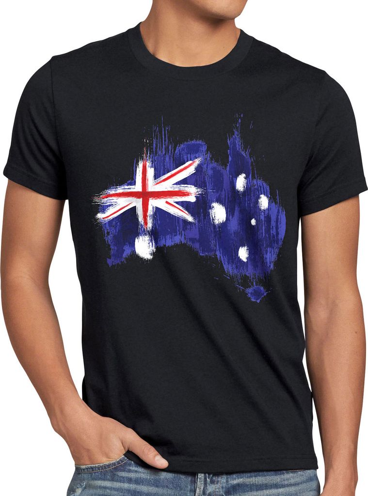 BaumwolleCloud Flagge Australien Herren T-Shirt Fußball Sport Australia WM EM Fahne