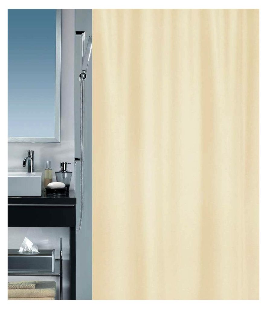 Duschvorhang aus Polyester, antibakteriell, waschbar, wasserdicht, 240x180cm Beige