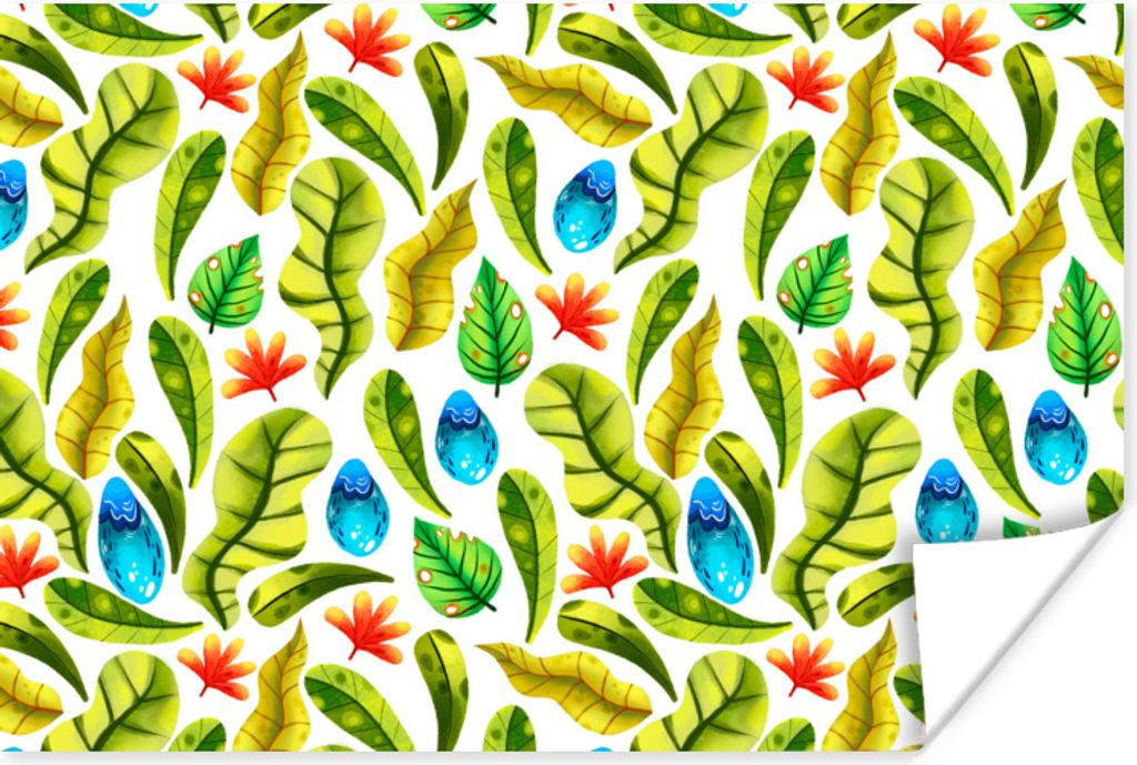 MuchoWow Poster Dschungel - Design - Tropische Blätter 120x80 cm - Bilder