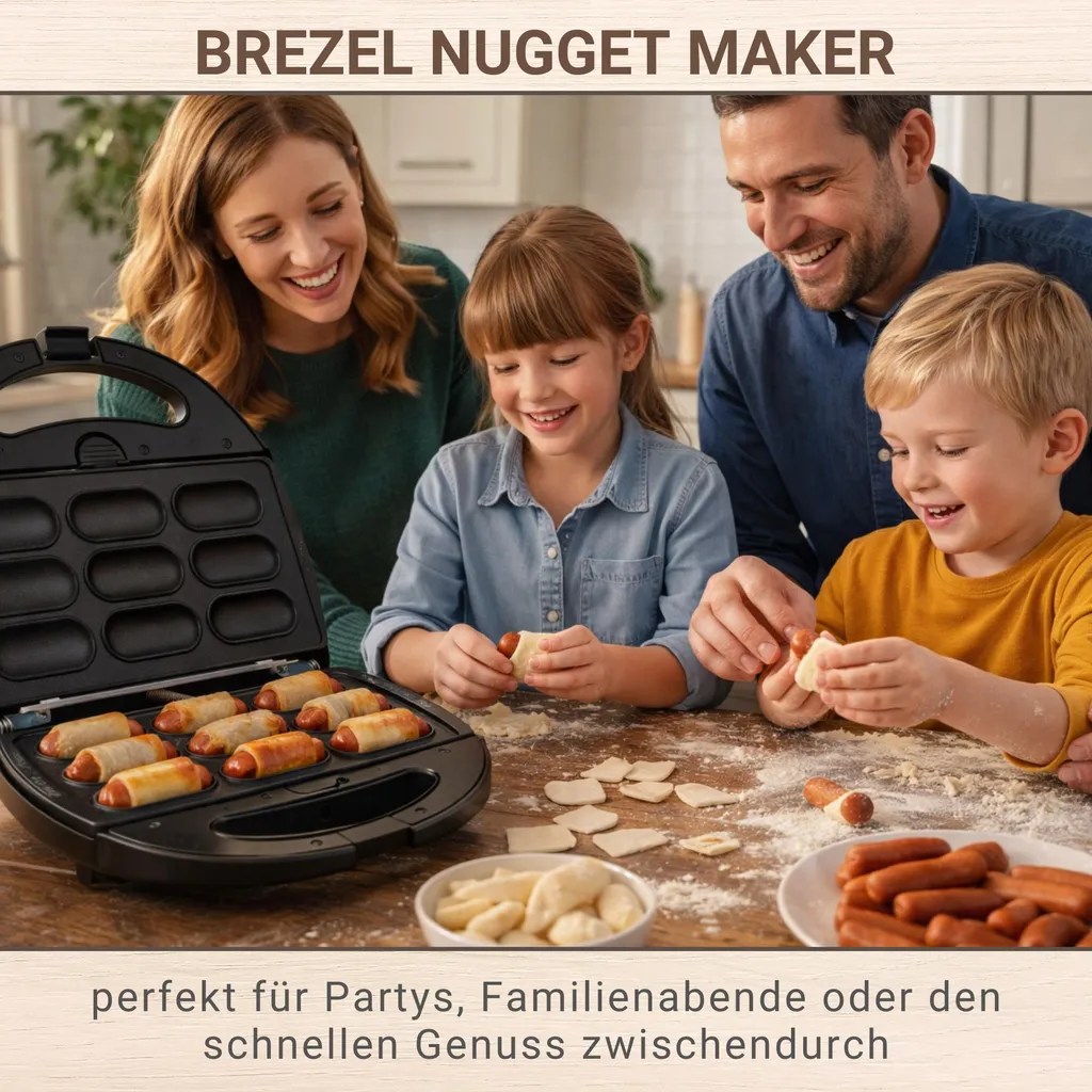 Gaufrier Masto à plaques interchangeables pour Nuggets et Bretzels