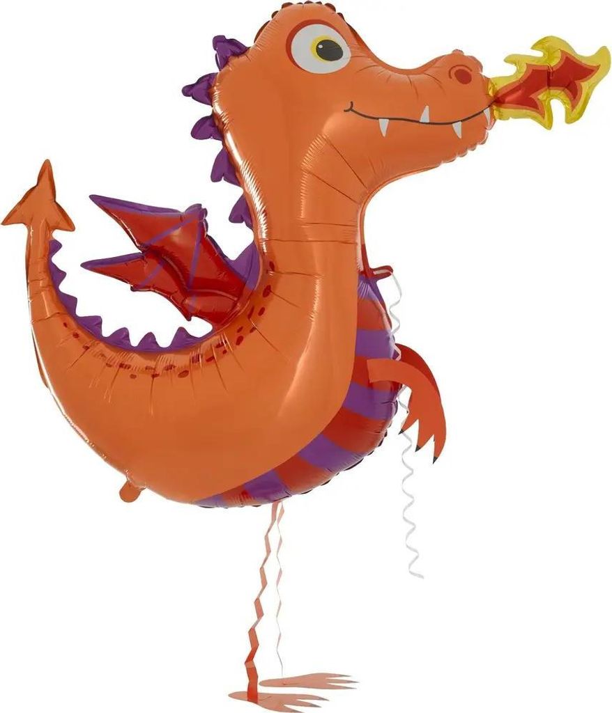 Folienballon Walking Pet Drache in Orange 110cm Produktbild 
