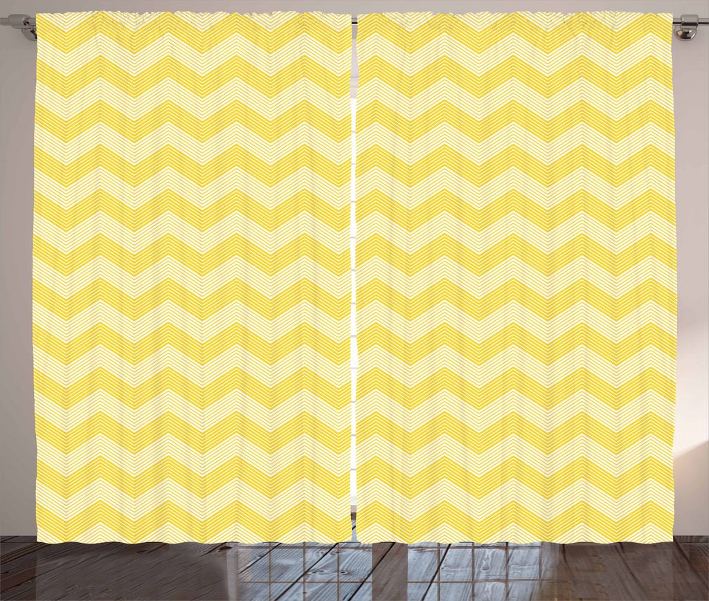 ABAKUHAUS Winkel Rustikaler Gardine, Monotone Stripes Muster, Schlafzimmer Kräuselband Vorhang mit Schlaufen und Haken, 280 x 175 cm, Gelb und Hel...