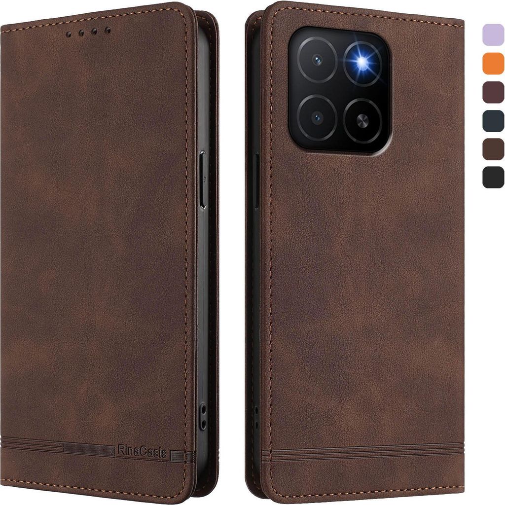 Hülle für Honor X5B/Honor X5B Plus, Retro Kunstleder Ständer Klapphülle mit Kartenfächer und Magnetische Braun