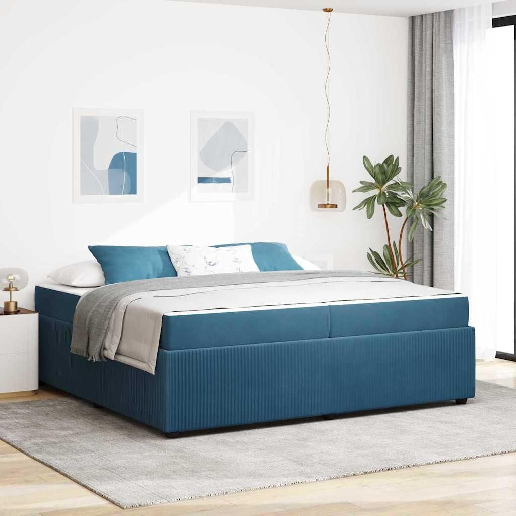 Maison Exclusive - Bettrahmen mit Matratze Blau 200 x 200 cm Stoff