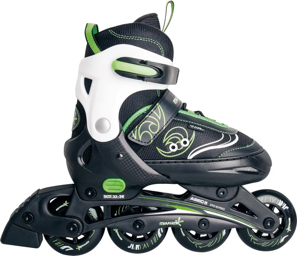 Patin à roulettes réglable vert Muuwmi ABEC 5 roues 70mm homologué GS