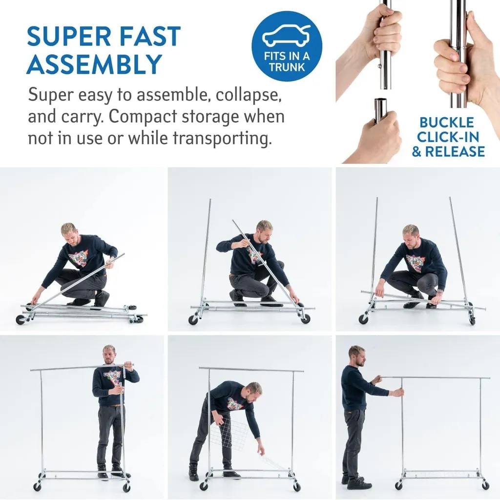 Portant à Vêtements Robuste 100kg - Structure Extensible et Mobile - 5