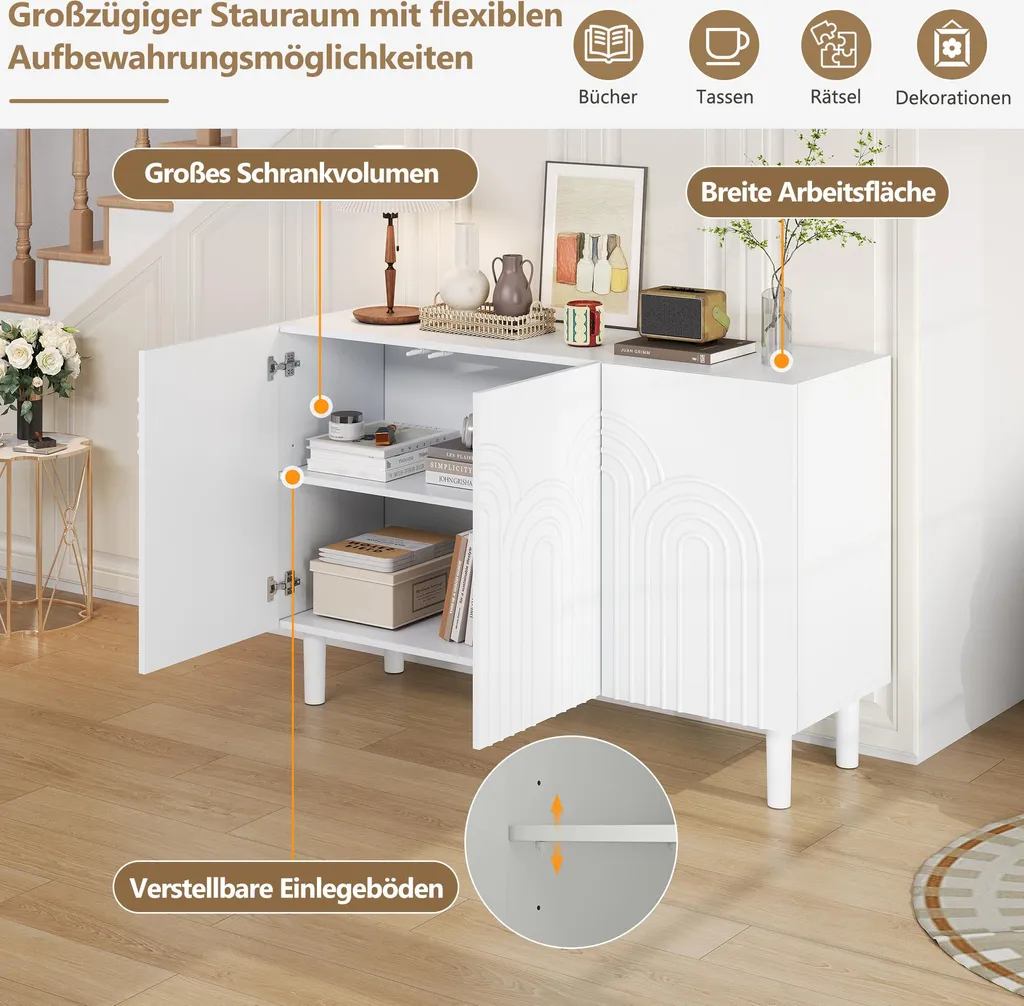 Commode de rangement avec 5 compartiments modulables pour salon et entrée - 9