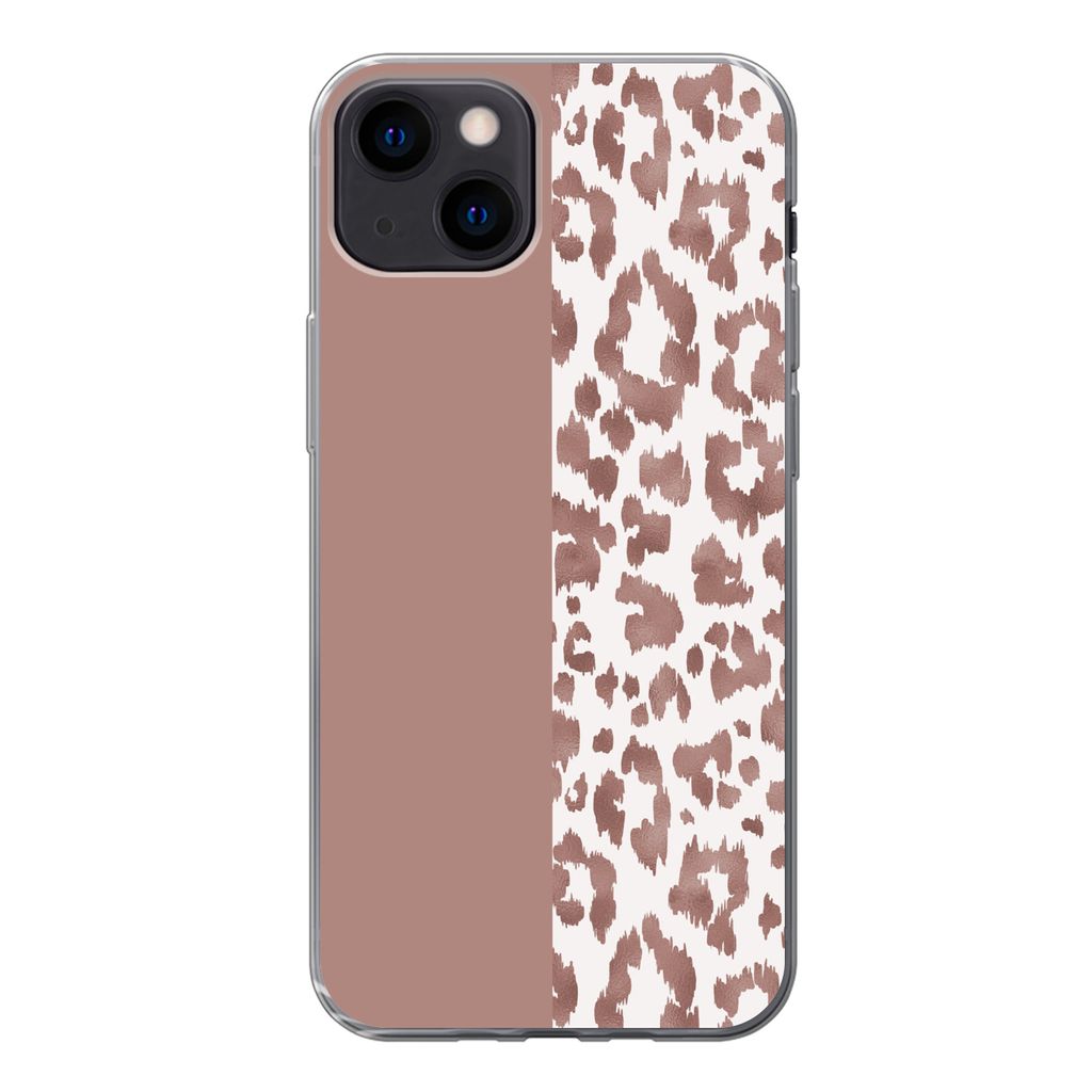 MuchoWow Handyhülle Schutzhülle Hülle für iPhone 13 Tiermuster - Rosa - Tiere Silikon Softcase Handy Hülle - Karteninhaber