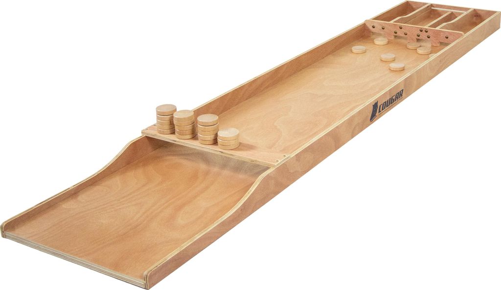 Cougar Shuffleboard Classic aus Holz in Turniergröße | Shuffleboard / Sjoelbak 200 x 40 cm mit 30 Shuffleboard-Scheiben | Klassisches Spiel für die