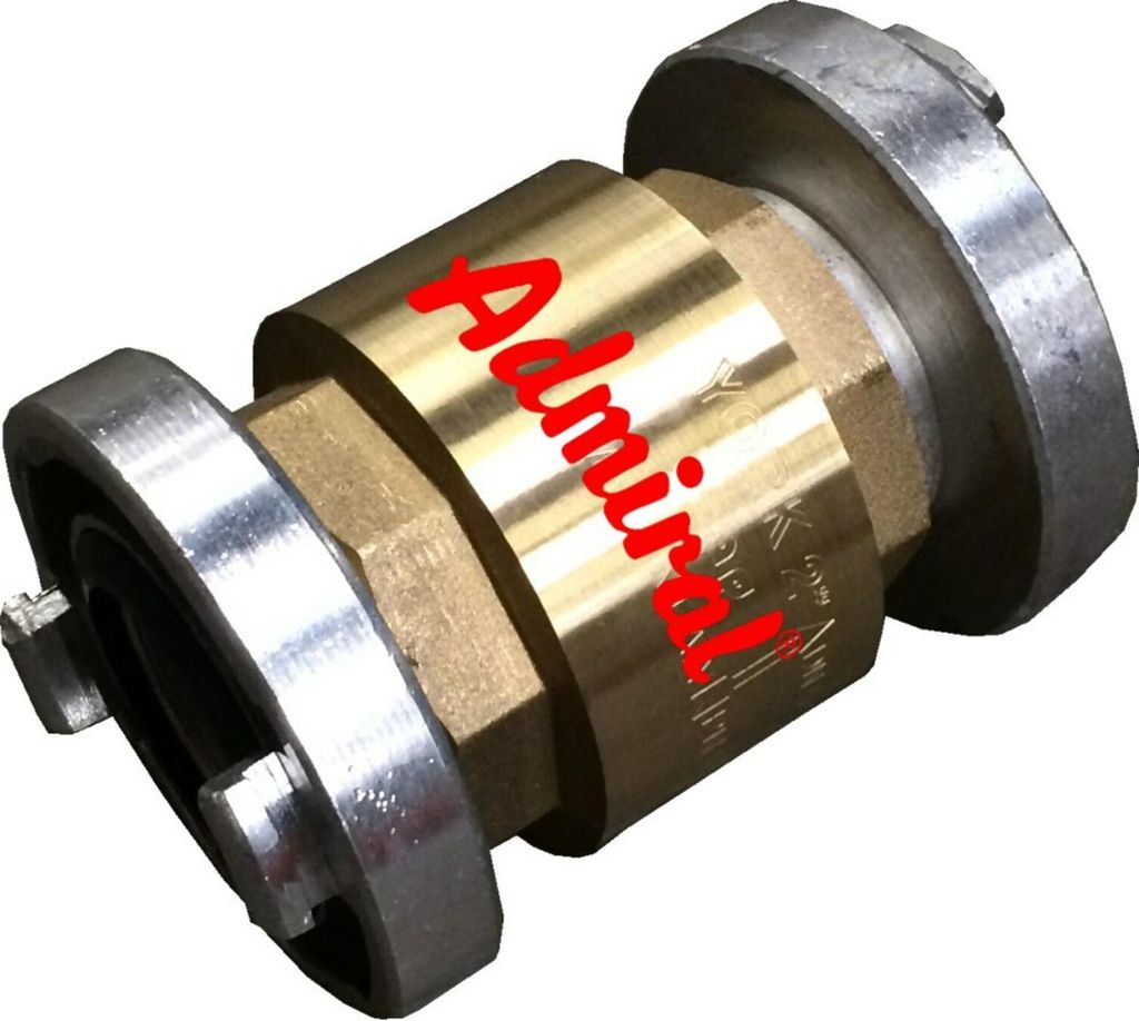 A close-up product shot of a brass valve with silver fittings on a white background.
