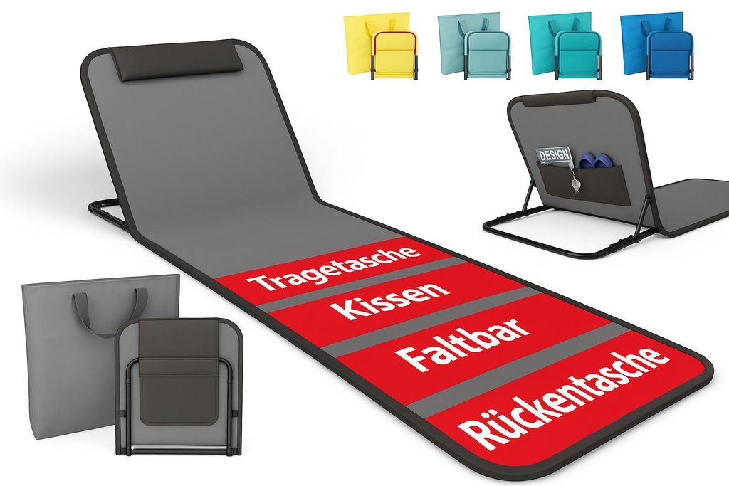 ONBEST Strandliege | faltbar | mit Rückenlehne | Kissen und Produktbild