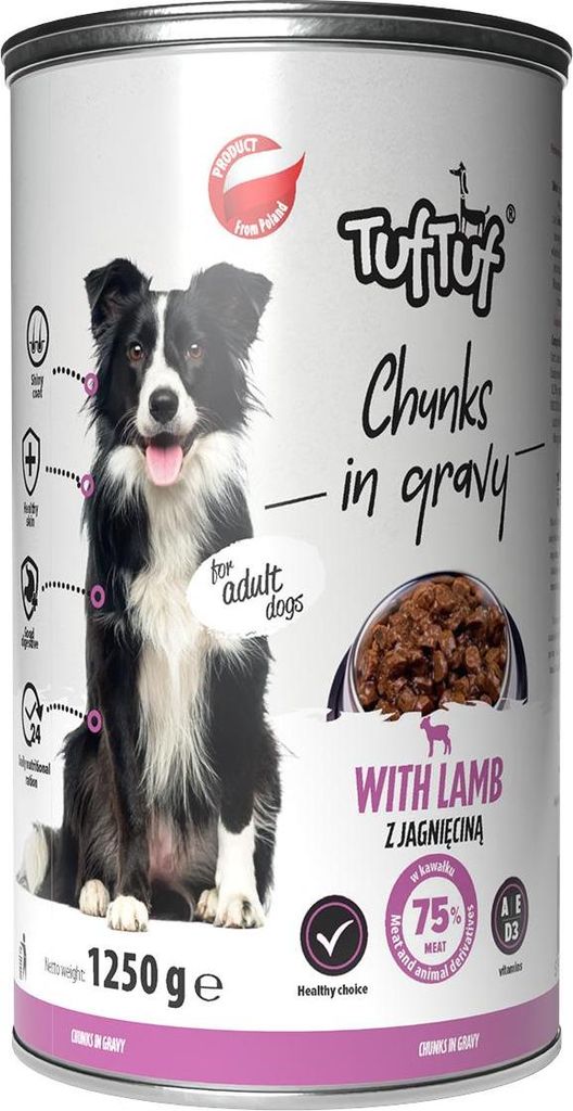 Tuftuf | Feuchtfutter für Hunde - Lamm - 1250g - Fleischstücke - Nassfutter