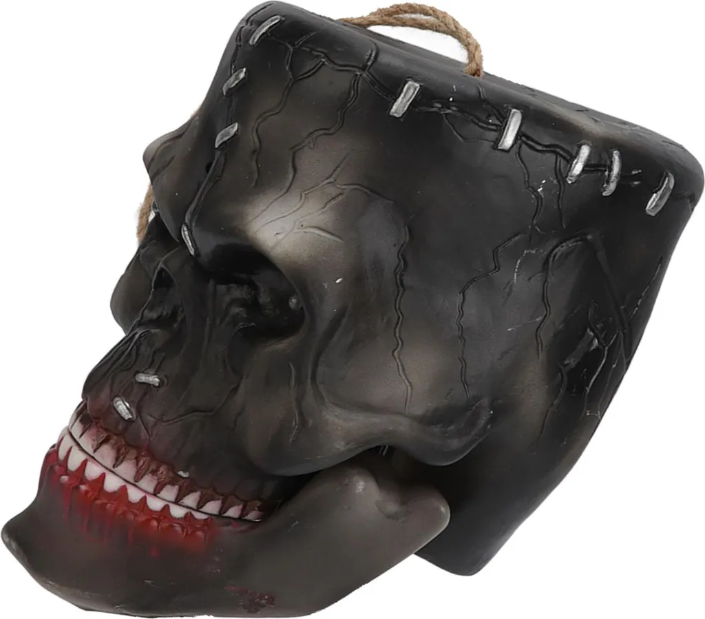 Tête de squelette électrique Halloween avec son et lumières LED - 20cm - 5