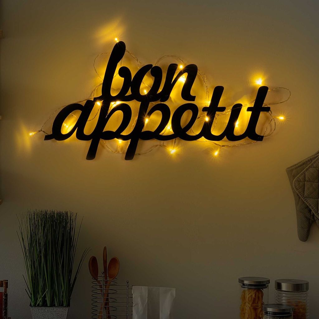 Wallity, Bon Appetit 171, Dekoratives Wandaccessoire aus Metall, Schwarz, METALLKÖRPER, 30 x 50 cm