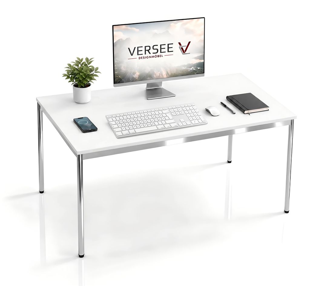 Schreibtisch / Konferenztisch VERSEE VST1 120x80 cm Weiß – höhenverstellbar, stabil