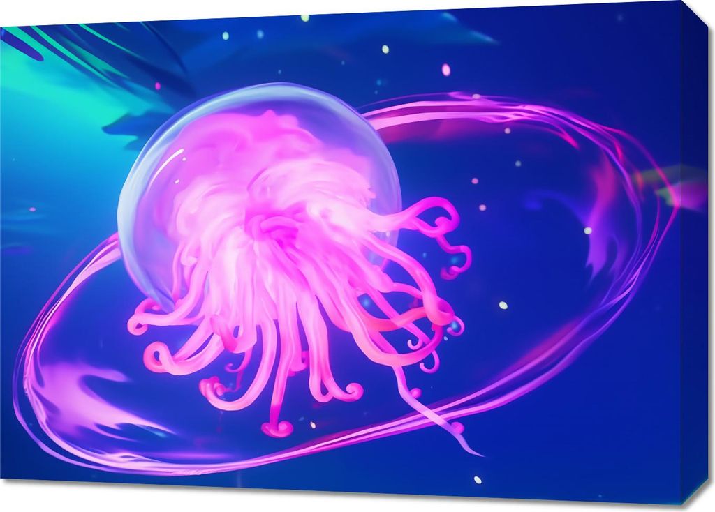 Bild 70x50cm Neonqualle