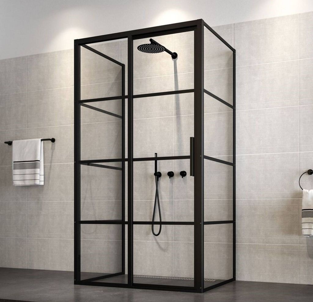 Sealskin SOHO Duschkabine U-Form mit Schiebetür nach links inkl. Antikalk 140x100x210cm schwarz