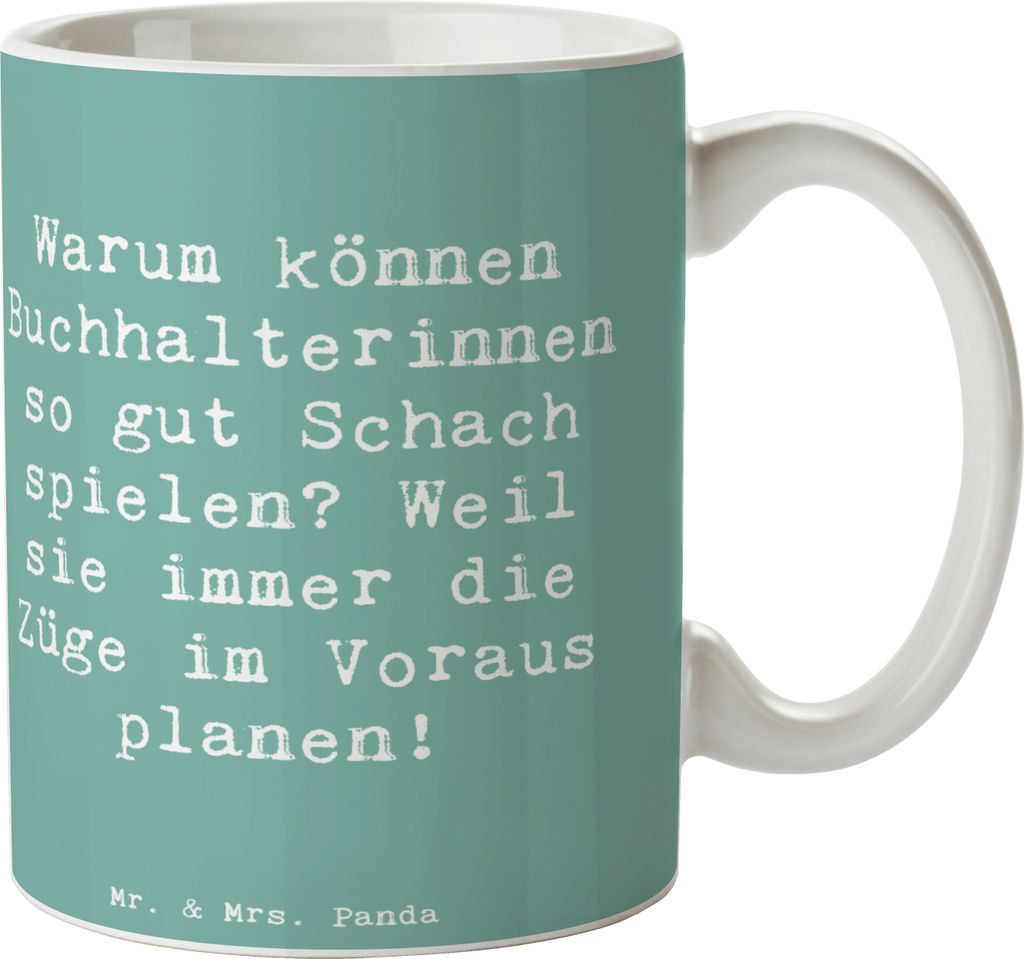 Mr. & Mrs. Panda Kaffeetasse Spruch Buchhalterin Schachmeisterin - Meeresbrise - Geschenk, Ordnung, Berufsalltag, Tasse, Becher, Zahlen, Berufsgest...