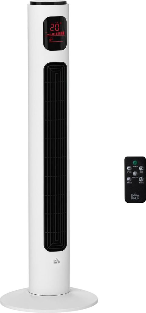 HOMCOM věžový ventilátor s oscilací, 3 režimy, stojanový Obrázek produktu 