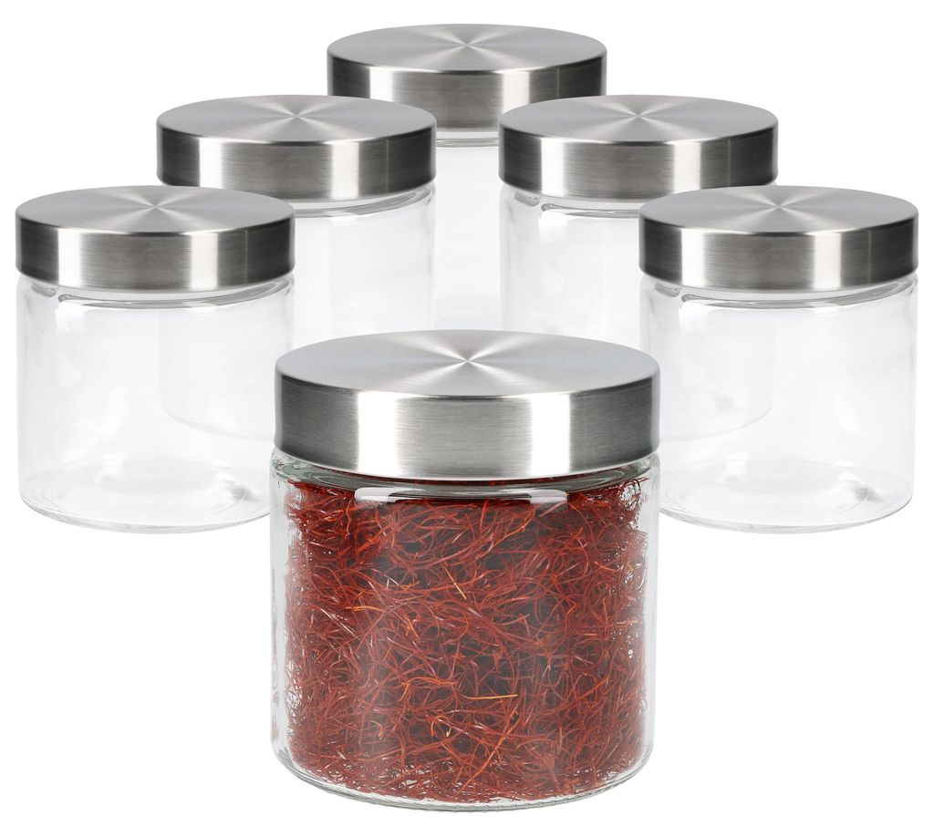 6tlg Set Vorratsglas Bera Edelstahldeckel silber Ø11cm 0.8L Produktbild 