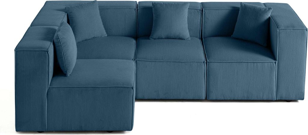 Lisa Design Arty - modulares Ecksofa links 5-Sitzer - Cord , Blau