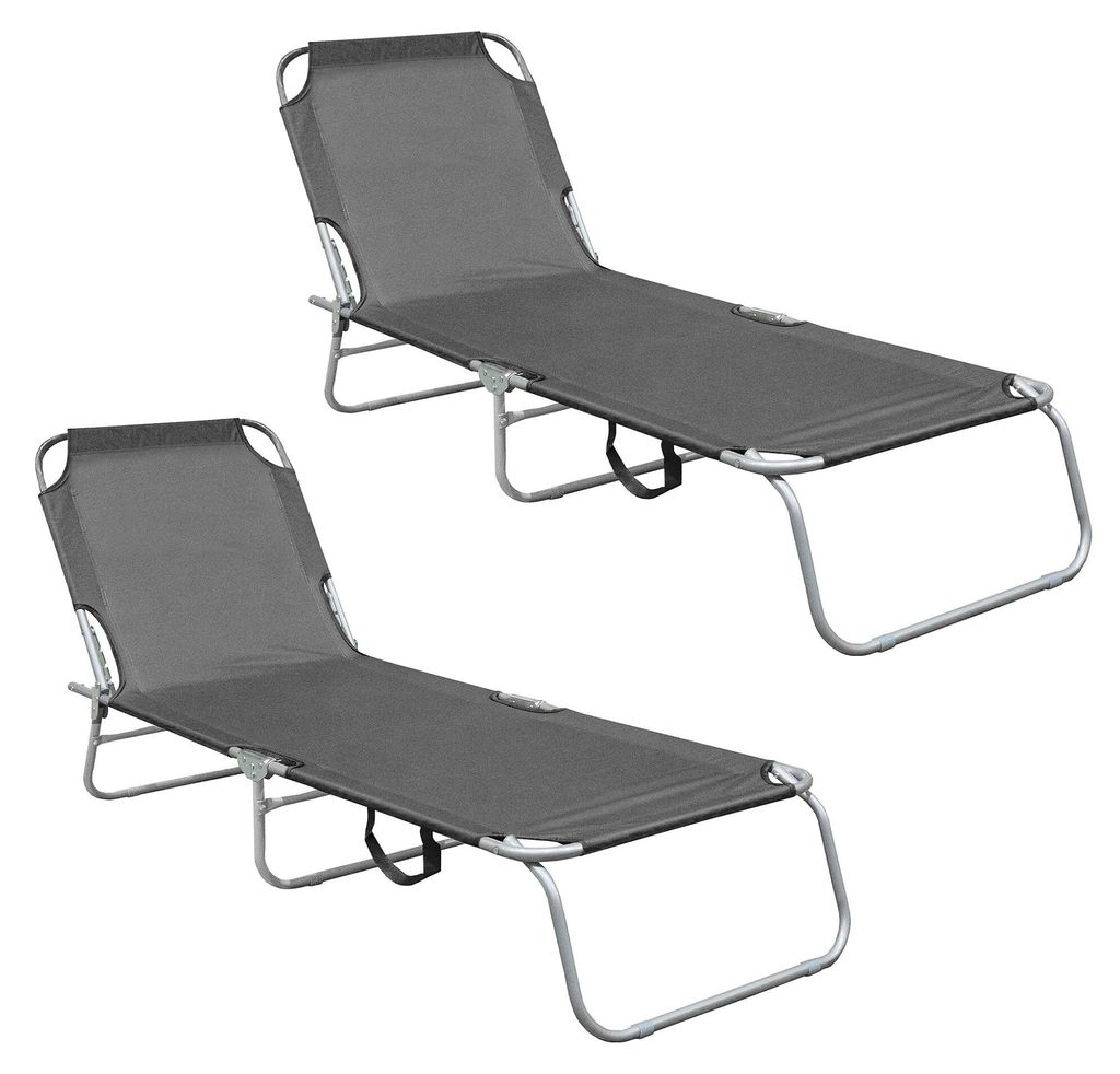 Aga 2x Gartenliege verstellbar Grau Produktbild 