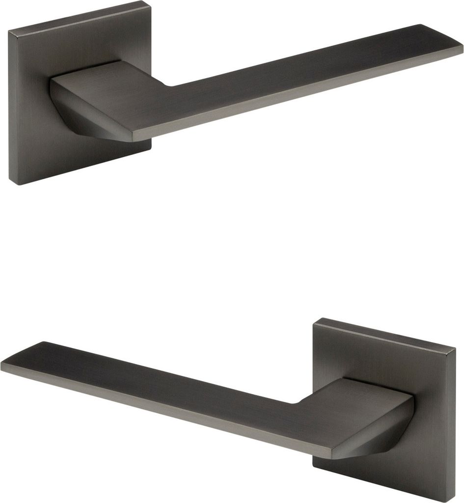 HEXIM Designer Türgarnitur, Zimmer Türgriffe WC / Bad Aluminium matt in 4 Farben - (Türklinke Q01, graphit) Turgriffe Türbeschlag Zimmertür