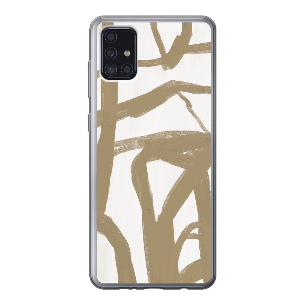 MuchoWow Handyhülle Schutzhülle Hülle für Samsung Galaxy A52 5G Braun - Weiß - Abstrakt Silikon Softcase Handy Hülle - Umschlag