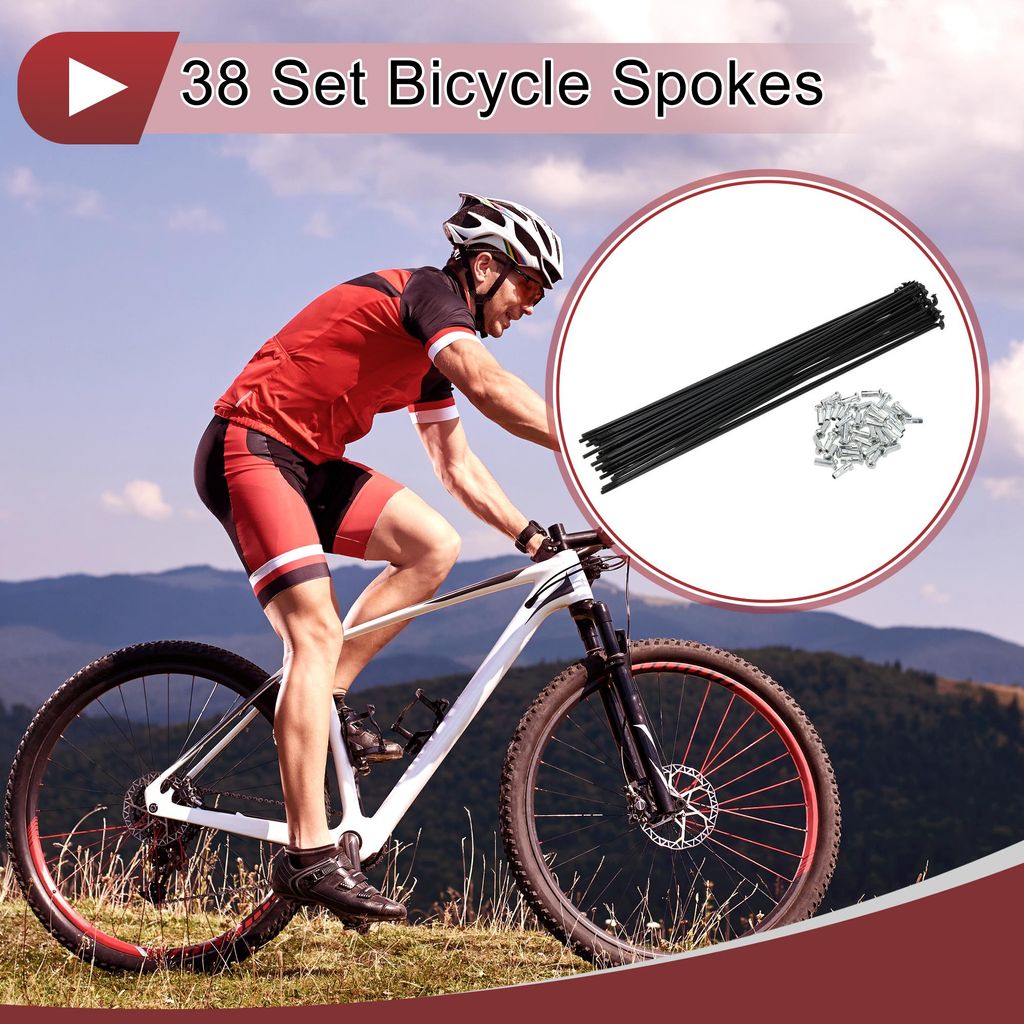 38 Set 13G Fahrradspeichen 257mm Fahrradfelgenspeichen Kohlenstoffstahl Schwarz