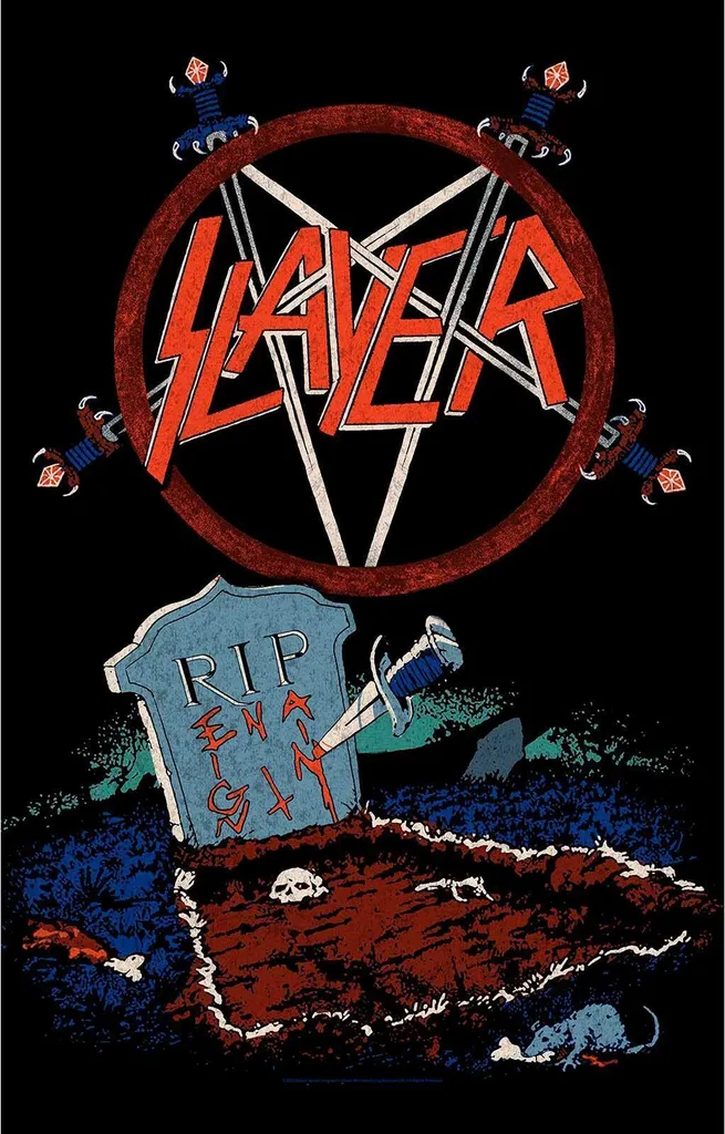 Slayer Poster Reign In Pain Tissu RO3442 106x70cm Noir Bleu Rouge