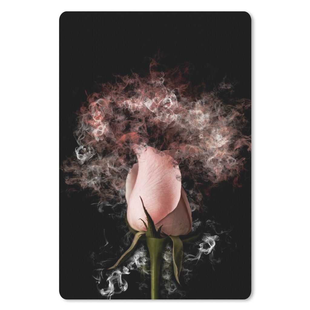 MuchoWow Mauspad Mousepad Blumen - Rauch - Rosa 18x27 cm - Mousepads - Maus Mat - Pad - Mausunterlage