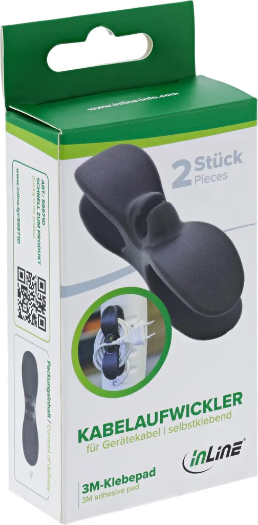Range-câble Adhésif Noir InLine pour Petit Électroménager - Lot de 2 - 6