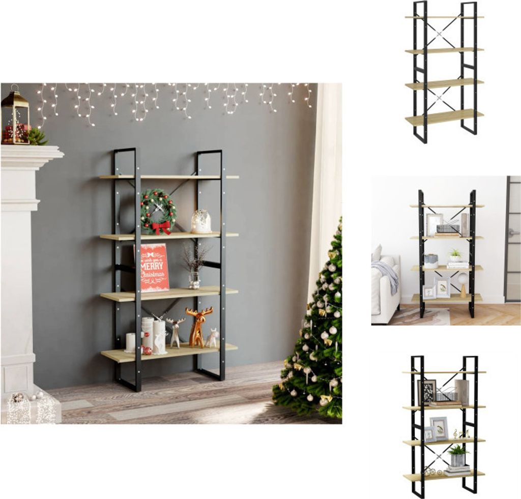 vidaXL Bücherregal 4 Fächer Sonoma-Eiche 80x30x140 cm Holzwerkstoff - Bücherregale & Bücherschränke