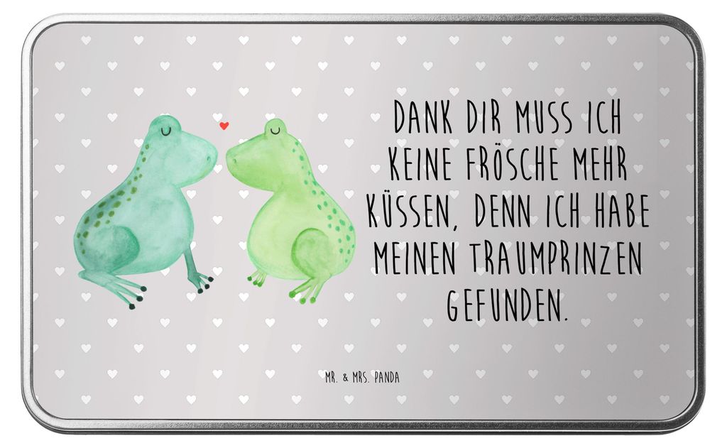 Mr. & Mrs. Panda Dose Frosch Liebe - Grau Pastell - Geschenk, Geschenkverpackung, behälter, Hochzeit, Pärchen, Freundin, gebäckdose, Teedose, Ka...