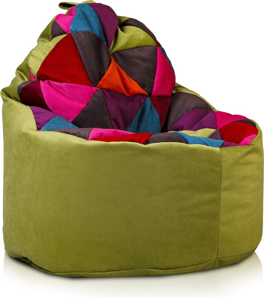 Ecopuf, Yoko, Sitzsack Pouf, Sack Poufsessel Pufsack Kinder, Erwachene, 70x75cm, Olivgrün A38