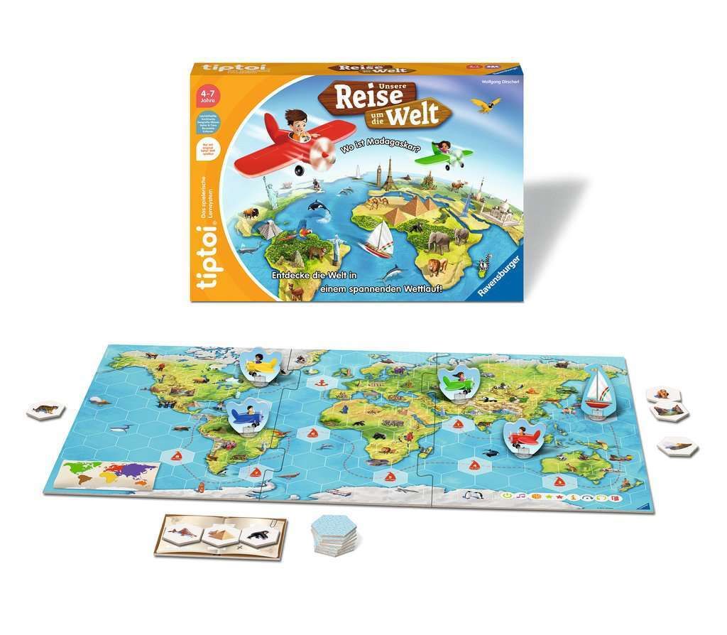 Ravensburger tiptoi Spiel 00117 Unsere Reise um die Welt - Lernspiel ab 4 Jahren, lehrreiches Geografiespiel für Jungen