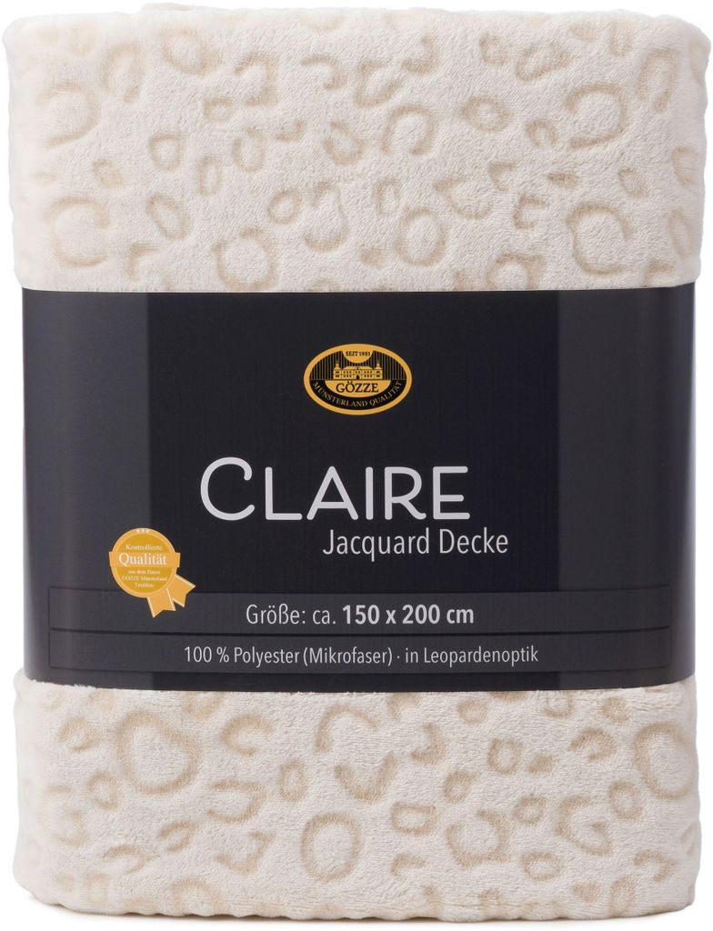Wohndecke Claire Jacquard Leopardmuster creme 200 x 150 cm Produktbild 