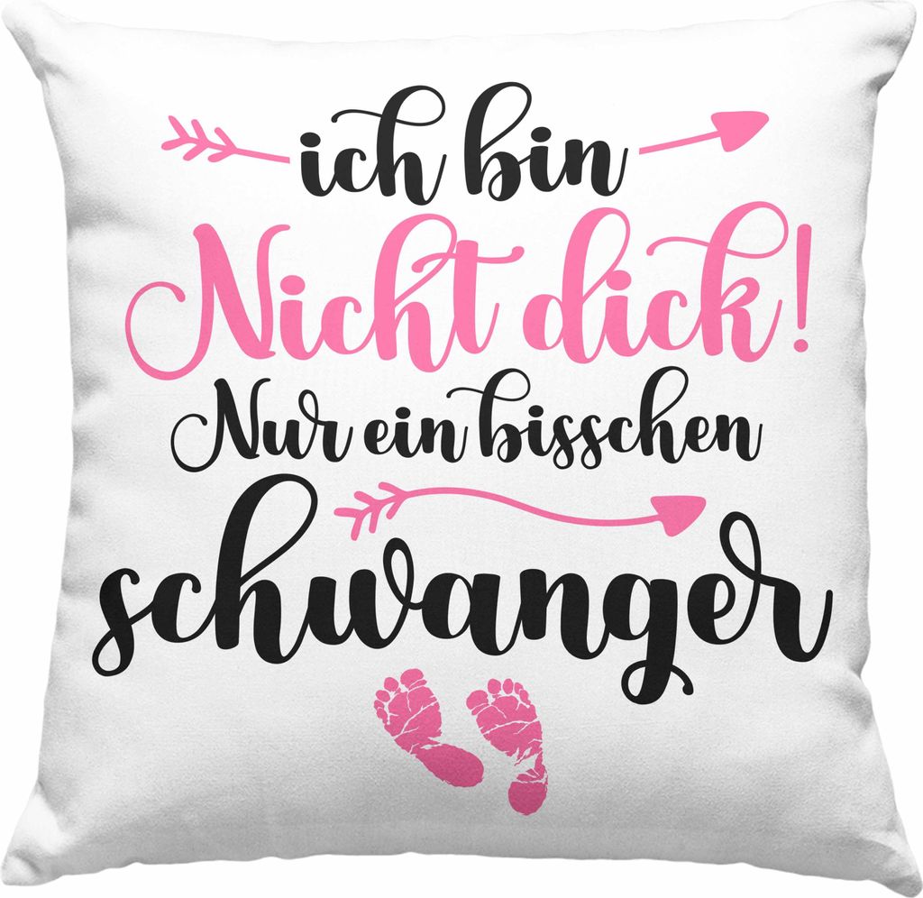 Trendation - Deko-Kissen mit Füllung 40x40 Ich Bin Nicht Dick Ich Bin Schwanger Geschenk Überraschung Schwangerschaftsverkündung (Grün)