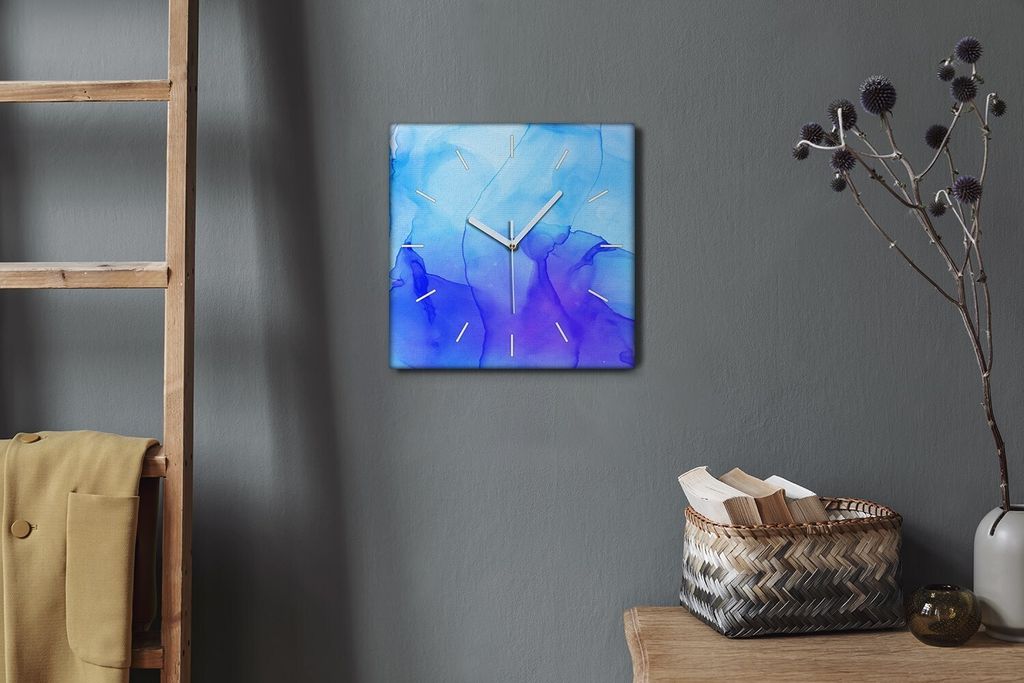Coloray Hodiny Unikátní 30x30 cm Tiché hodiny Pro obývací pokoj a kuchyň Nástěnné hodiny Plátno Bílé ručičky hodin - Zlomený led