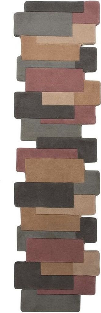 KADIMA DESIGN ANHELL Art Blocks Collage 60x230 Pastel Farbe Läufer Wolle Teppich